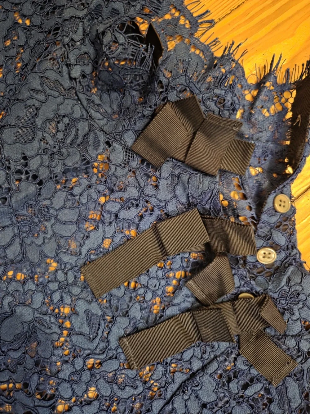 J. Crew Royal Blue Lace Long-Sleeve Blouse with matching blue tank! - Picture 7 of 8